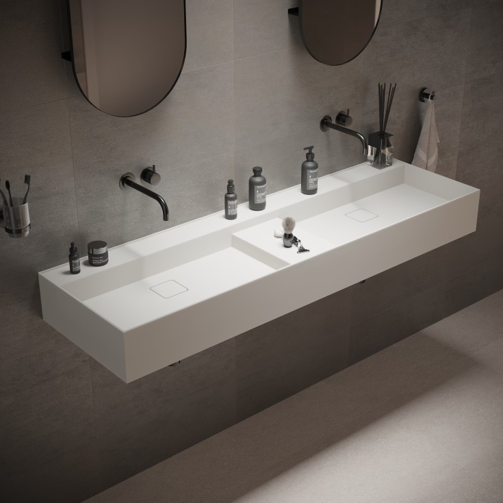 Ideavit SolidBliss-150D håndvask, 150x45 cm, mat hvid