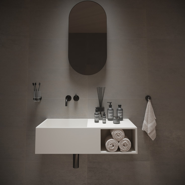 Ideavit SolidPlan-80 håndvask, 80x40 cm, mat hvid