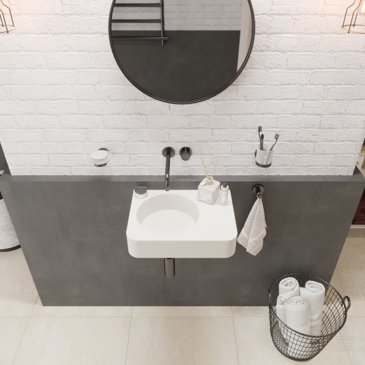 Ideavit SolidBrio-45 håndvask, 45x33 cm, mat hvid