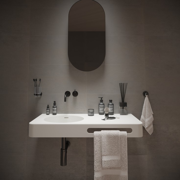 Ideavit SolidBrio-90 håndvask, 90x48 cm, mat hvid