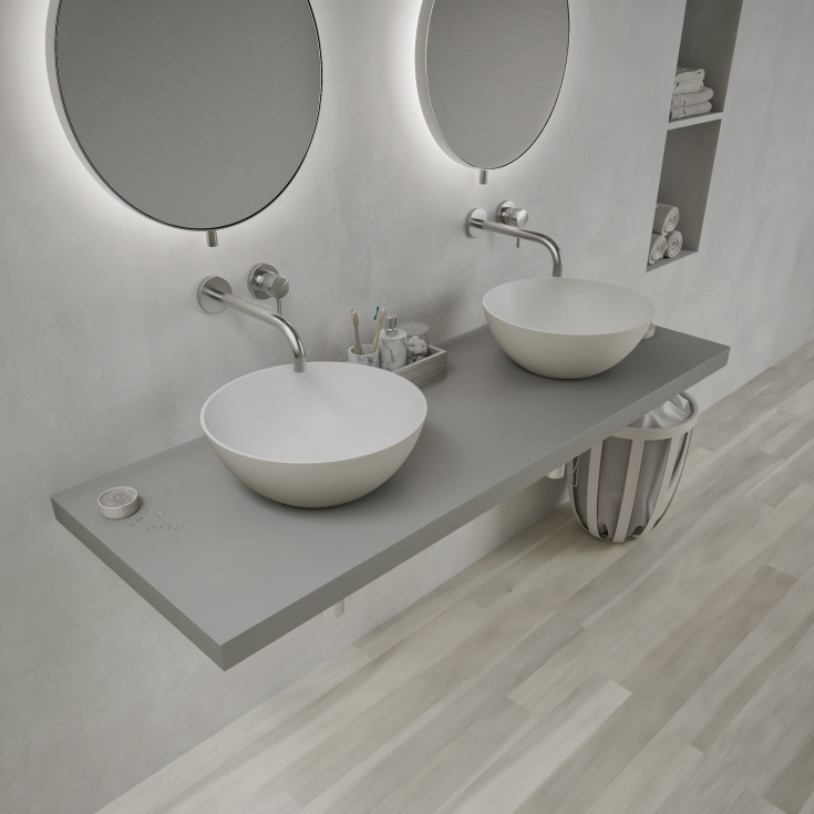 Ideavit SolidThin-39 håndvask, Ø39 cm, mat grå/hvid