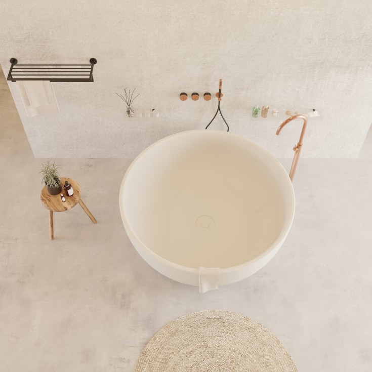 Ideavit SolidRound badekar, Ø135 cm, matt hvit