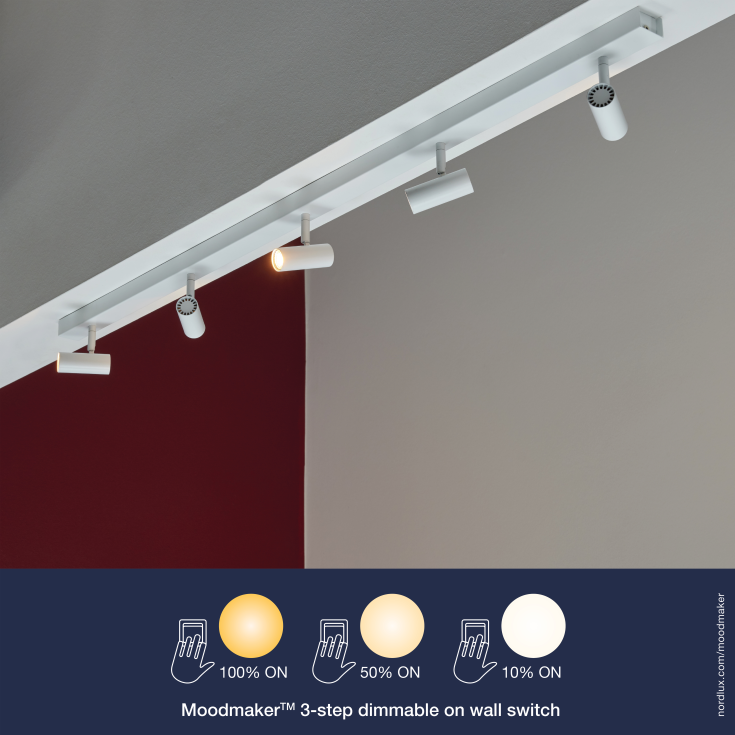 Nordlux Omari spotlampe, 5 spots, hvid