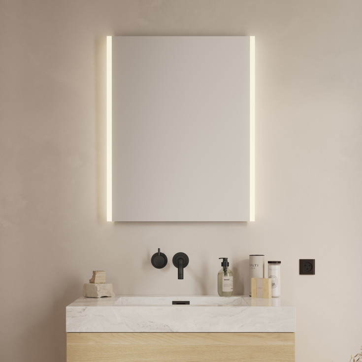Loevschall Lago speil med lys, 60x75 cm