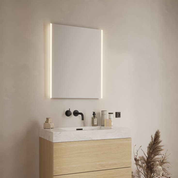 Loevschall Lago speil med lys, 60x75 cm