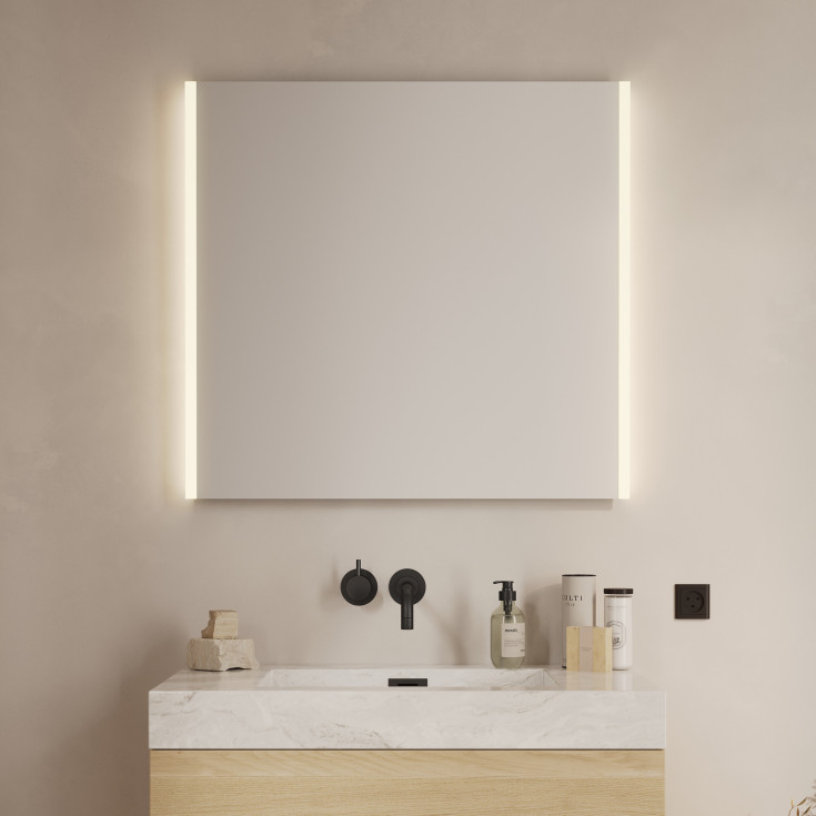 Loevschall Lago spegel med belysning, 80x75 cm