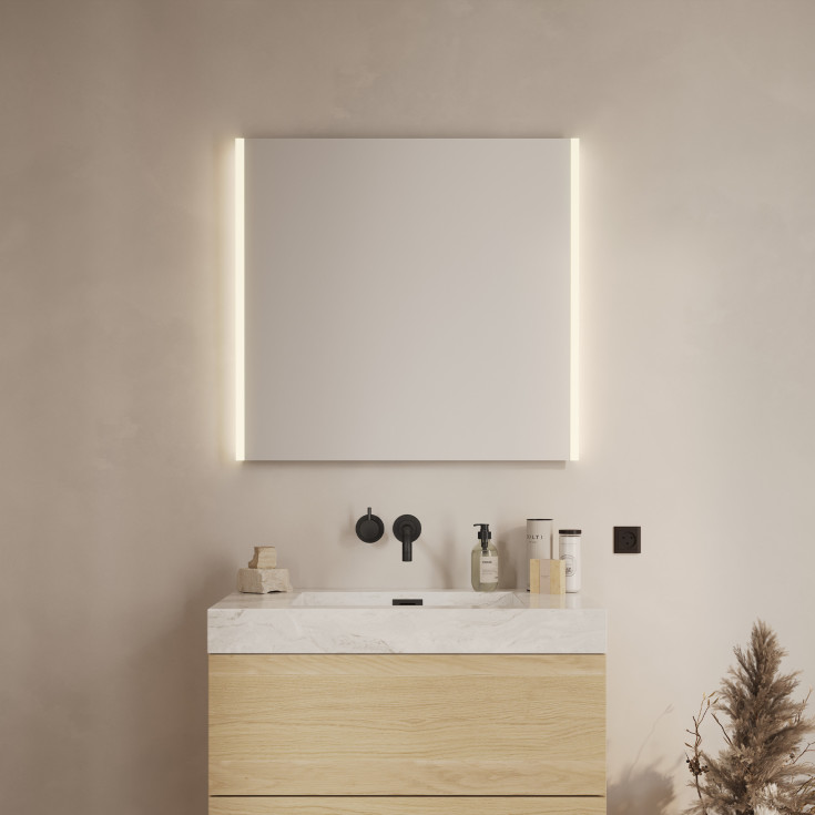 Loevschall Lago speil med lys, 80x75 cm