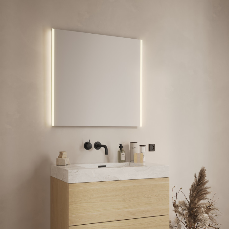 Loevschall Lago speil med lys, 80x75 cm