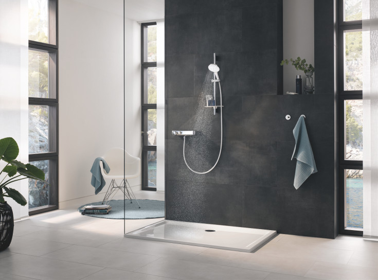 Grohe Rainshower SmartActive 130 handdusch, vattenbesparande, krom/vit