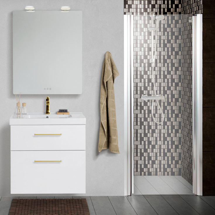 Dansani Match duschdörr, modell A, 77 cm, klart glas, satin profil