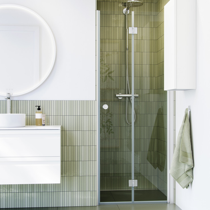 Dansani Match duschdörr, modell B, 77 cm, klart glas, satin profil