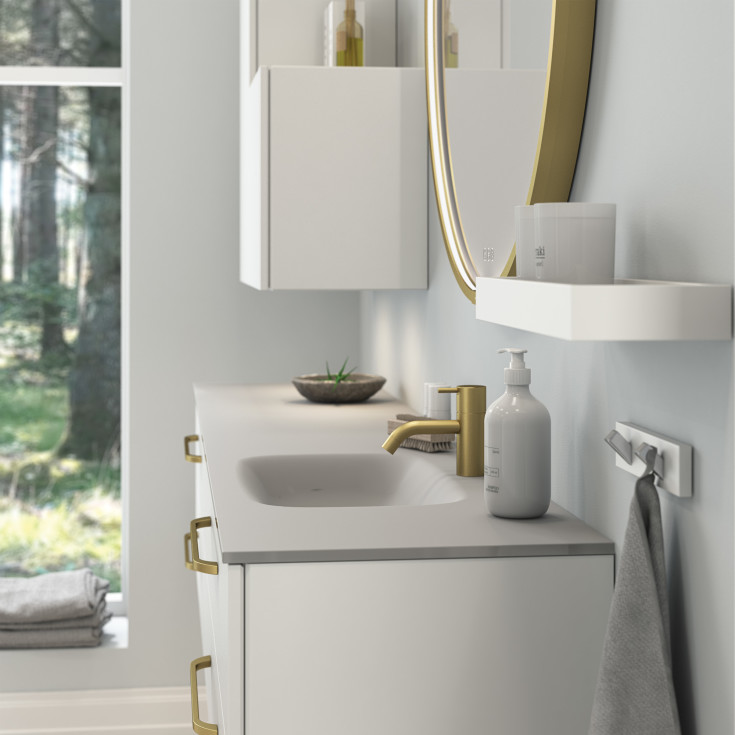 Dansani Moon spejl med lys, messing, Ø90 cm