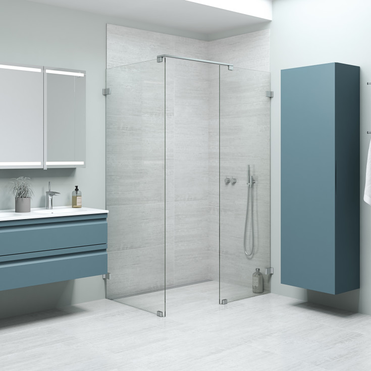 Dansani Match duschvägg, modell D, 67 cm, klart glas, satin profil