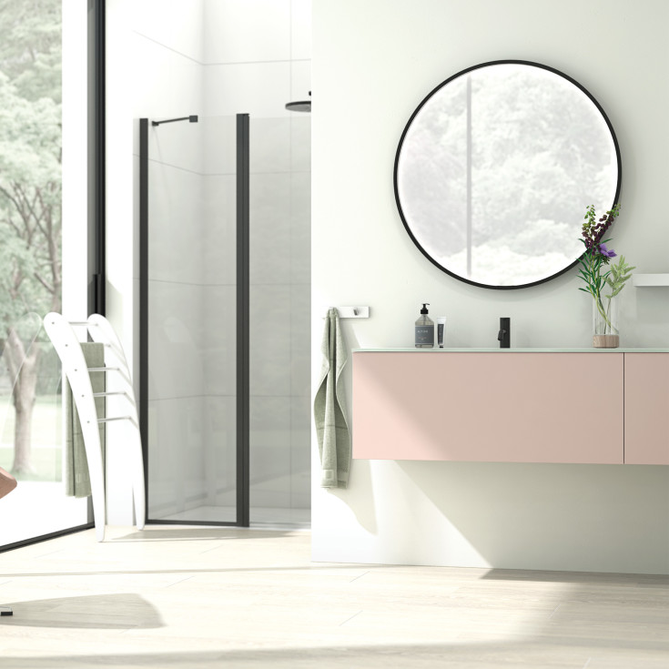 Dansani Moon spejl med lys, sort, Ø90 cm