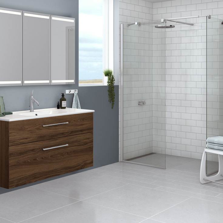 Dansani Match duschvägg, modell D, 67 cm, klart glas, satin profil