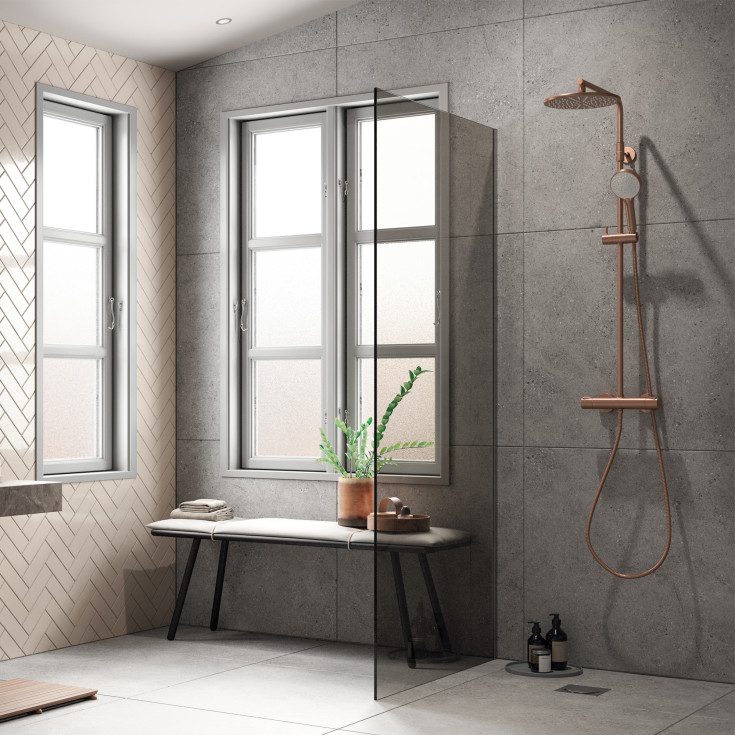 Damixa Silhouet dusjsett, vannbesparende, børstet kobber