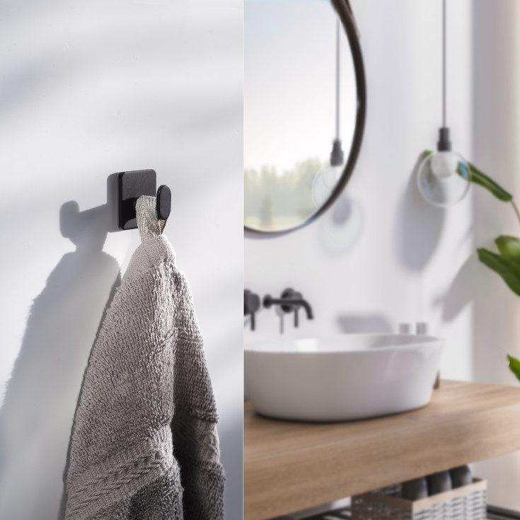 Beslagsboden Cube håndklekrok, matt sort