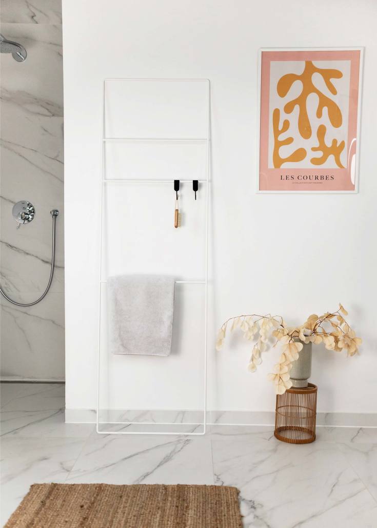 Metallbude Estina håndkleholder, 55 cm, hvit