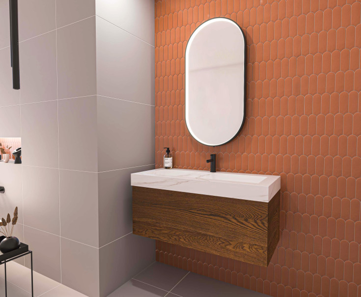 Sanibell Ink SP28 spegel med ljus, borstad svart, 50x100 cm