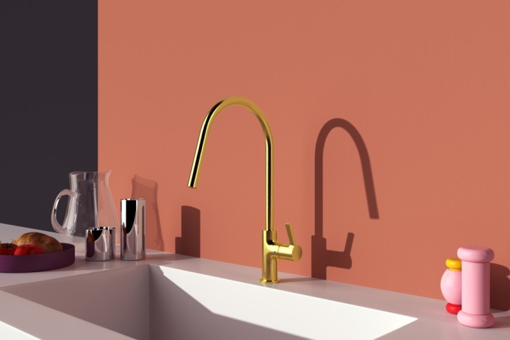 Ideal Standard Gusto køkkenarmatur, børstet guld