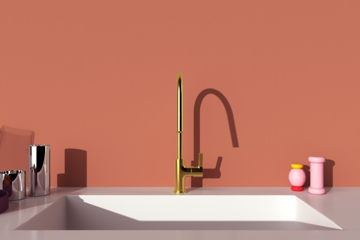 Ideal Standard Gusto køkkenarmatur, børstet guld