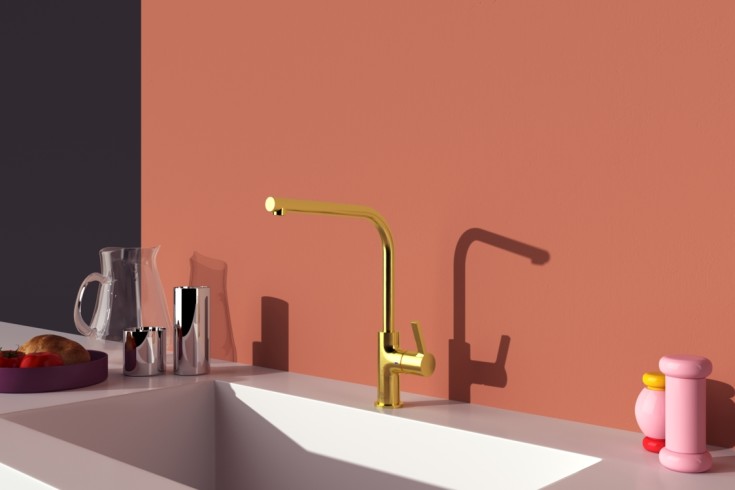 Ideal Standard Gusto køkkenarmatur, børstet guld