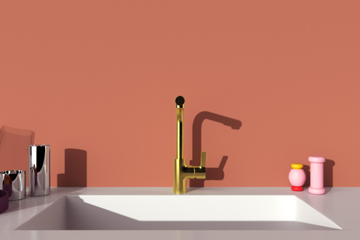 Ideal Standard Gusto køkkenarmatur, udtrækstud, børstet guld