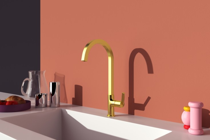 Ideal Standard Gusto køkkenarmatur, børstet guld