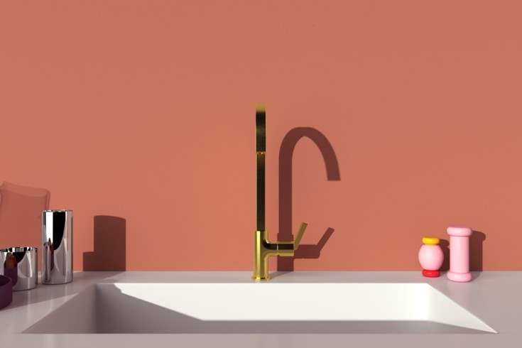 Ideal Standard Gusto køkkenarmatur, børstet guld