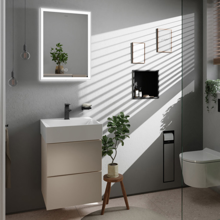 Hansgrohe Xarita E spegel med belysning, dimbar, touch, 50,6x70,6 cm, matt vit
