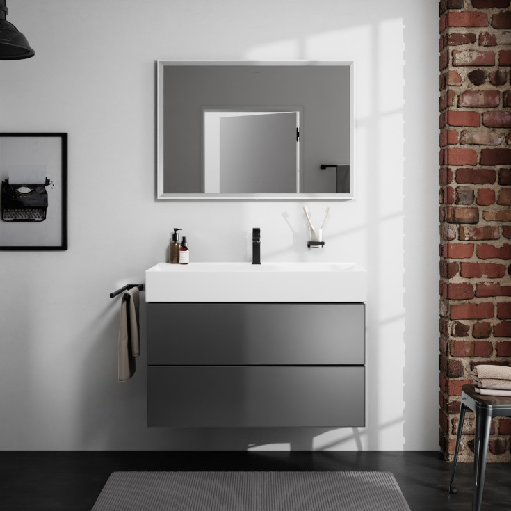 Hansgrohe Xarita E speil med lys, dimbart, touch, 100,6x70,6 cm, matt hvit