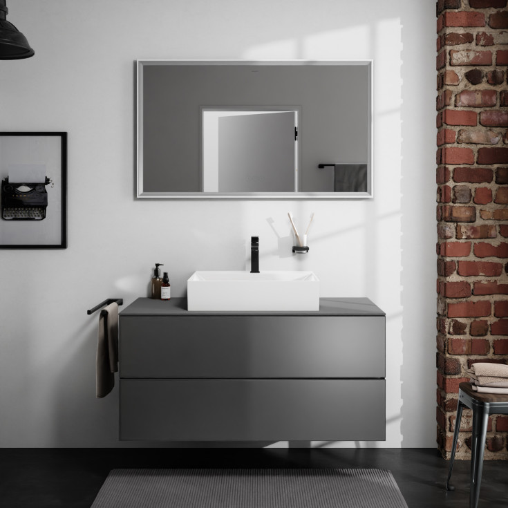 Hansgrohe Xarita E speil med lys, dimbart, touch, 120,6x70,6 cm, matt hvit