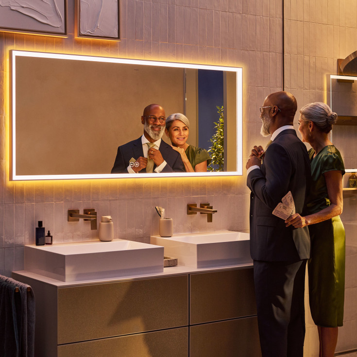 Hansgrohe Xarita E spejl med lys, dæmpbar, touch, 160,6x70,6 cm, mat hvid