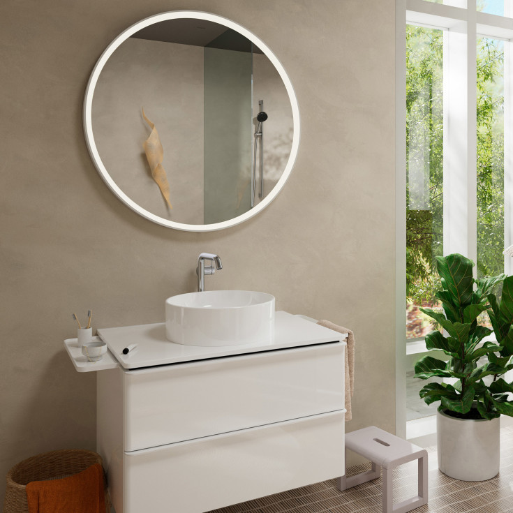 Hansgrohe Xarita S spejl med lys, sensor, dæmpbar, 90 cm, mat hvid
