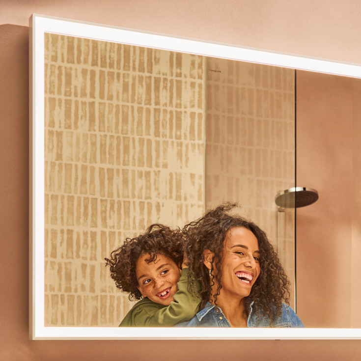 Hansgrohe Xarita E spejl med lys, sensor, dæmpbar, 100,6x70,6 cm, mat hvid