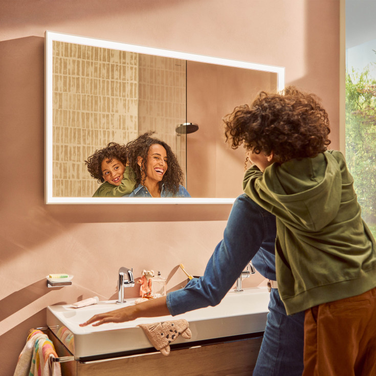 Hansgrohe Xarita E speil med lys, sensor, dimbart, 120,6x70,6 cm, matt hvit