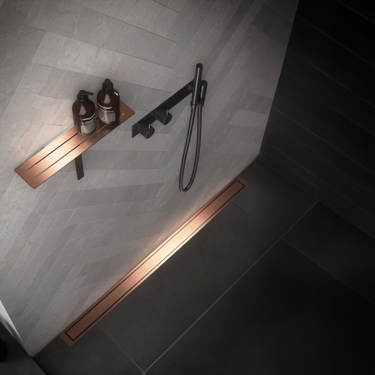 Unidrain Reframe dusjhylle med dusjnal, kobber