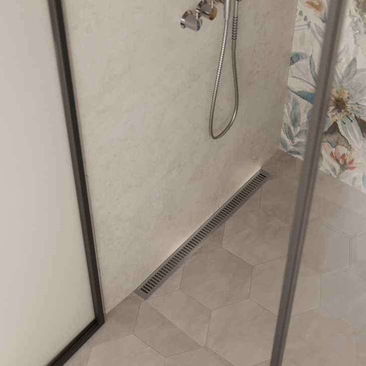 Unidrain komplett golvbrunn, 800 mm, för 8 mm klinker, mot bakvägg