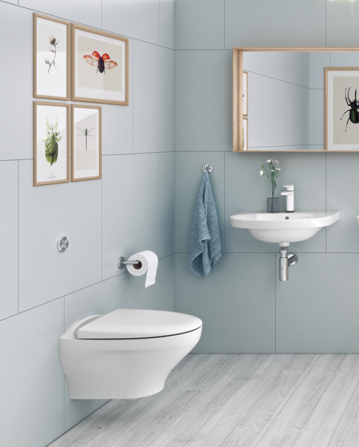 Villeroy & Boch O.Novo væghængt toilet, uden skyllekant, rengøringsvenlig, hvid