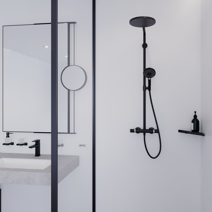 Hansgrohe pakke med Raindance brusesystem med vandhane og tilbehør, mat sort