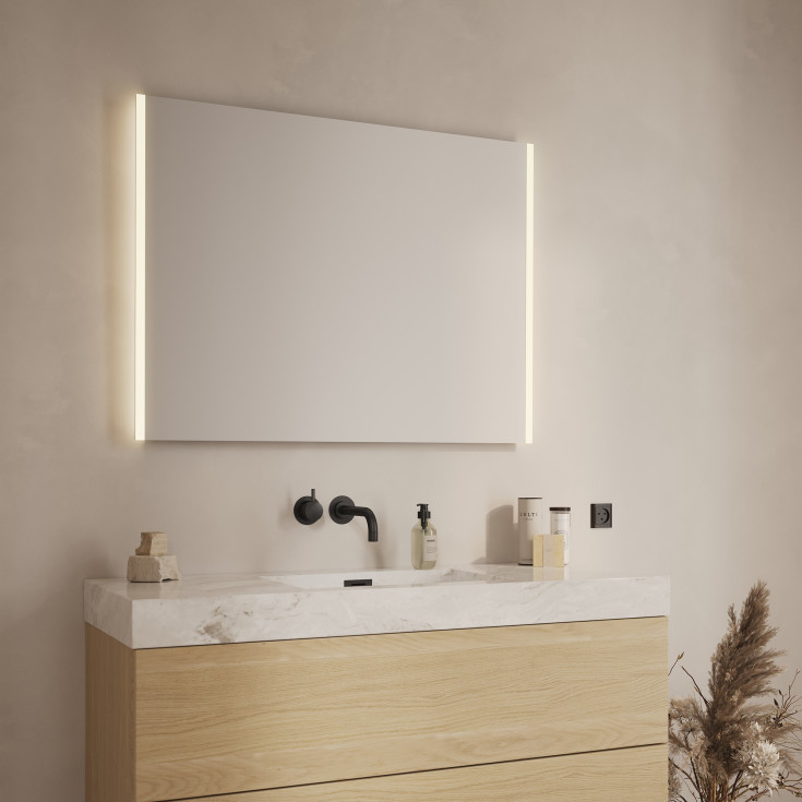 Loevschall Lago spejl med lys, 100x75 cm