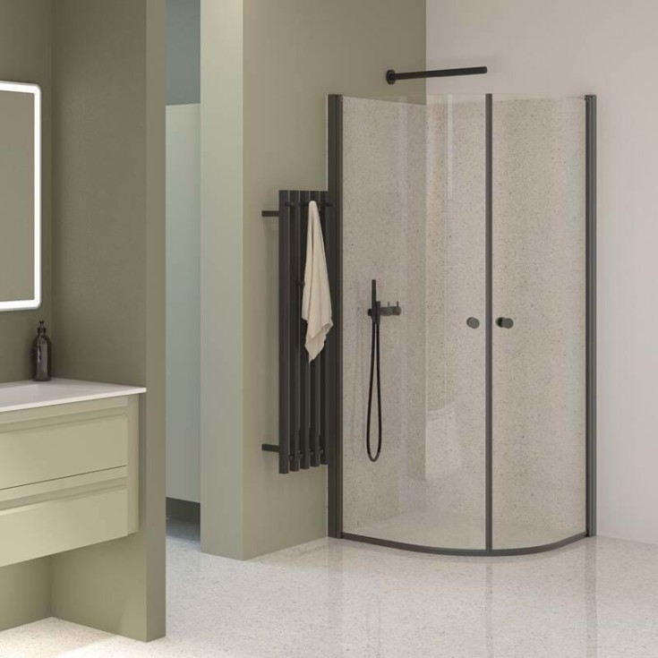 Dansani Match E dusjdør, 62 cm, klart glass, svart profil