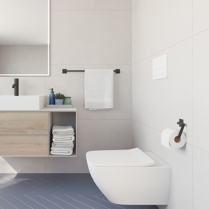 Beslagsboden Cube toiletrulleholder, mat sort