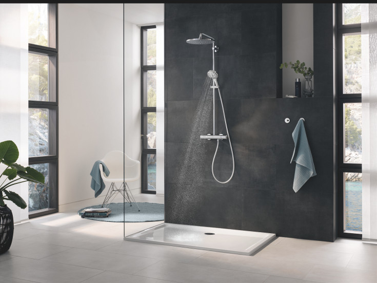 GROHE RAINSHOWER SYSTEM termostatbatteri 2hul m/hoved/hÄndbr mes