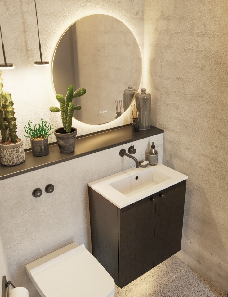 Dansani Corona spejl med lys, dæmpbar, touch, Ø75 cm