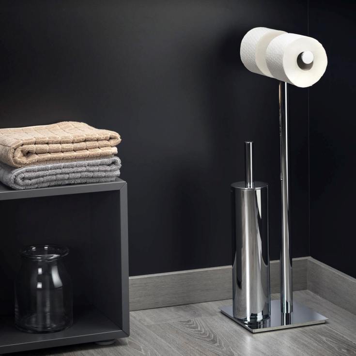 Cosmic Project toiletbørste med toiletpapirholder, krom