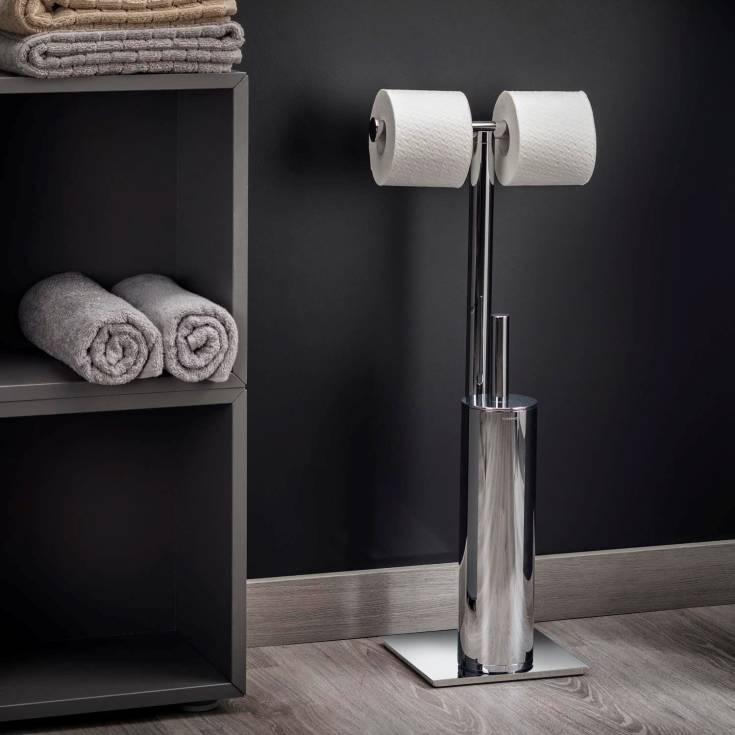 Cosmic Project toiletbørste med toiletpapirholder, krom