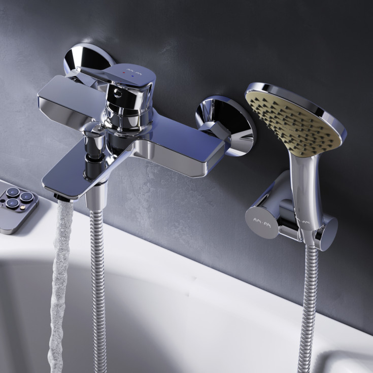 AM.PM X-Joy badkarsblandare med duschset, krom