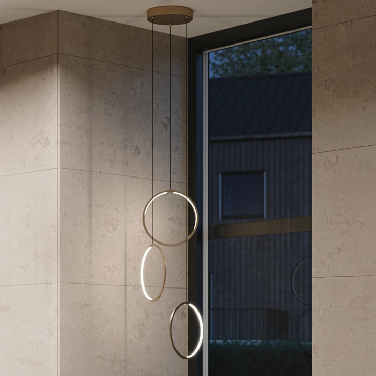 Cassøe Halo pendellampa, borstad mässing