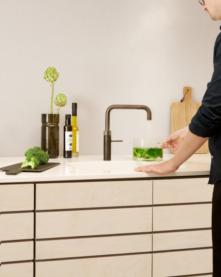 Quooker Fusion Square kjøkkenkran, med PRO3 beholder, sort krom